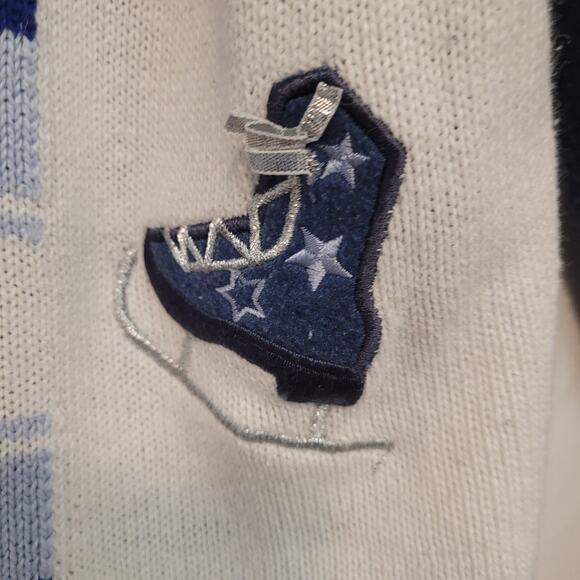 Classic Elements Women’s XL Winter Sweater Mittens Skates Snowflake Full Zip - Picture 4 of 10